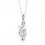 Treble Clef Heart Necklace Sterling Silver