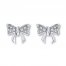 Diamond Bow Earrings 1/15 ct tw Round-cut Sterling Silver