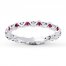 Lab-Created Ruby Ring 1/8 ct tw Diamonds Sterling Silver