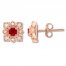 Natural Ruby Earrings 1/5 ct tw Diamonds 10K Rose Gold