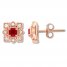 Natural Ruby Earrings 1/5 ct tw Diamonds 10K Rose Gold