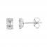 Diamond Earrings 1/8 ct tw Round/Baguette 10K White Gold