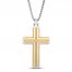 Men's Cross Necklace Gold Ion Plating Stainless Steel 24"