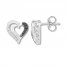 Diamond Heart Earrings Sterling Silver