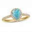 Le Vian Aquamarine Ring 1/3 ct tw Diamonds 14K Honey Gold