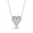 Diamond Heart Necklace 1/3 ct tw Round-cut Sterling Silver 17.5"