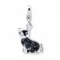 Cat Charm Black Crystals & Enamel Sterling Silver