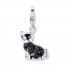 Cat Charm Black Crystals & Enamel Sterling Silver