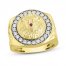Men's Diamond & Lab-Created Ruby Lion Ring 1/4 ct tw Round-Cut 14K Yellow Gold