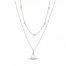 Cultured Pearl & White Lab-Created Sapphire Layered Necklace Sterling Silver 19"