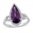 Amethyst & White Lab-Created Sapphire Ring Sterling Silver