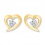 Heart Earrings 1/20 ct tw Diamonds 10K Yellow Gold
