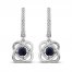 Center of Me Blue Sapphire & Diamond Earrings 1/10 ct tw 10K White Gold