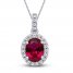 Lab-Created Ruby & White Lab-Created Sapphire Necklace Sterling Silver 18"