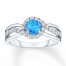 Lab-Created Blue Opal Ring White Topaz Sterling Silver