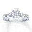Engagement Ring 1/2 ct tw Diamonds 10K White Gold