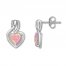Lab-Created Pink Opal Heart Earrings Sterling Silver