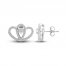 Two as One Diamond Heart Stud Earrings 1/5 ct tw Round-Cut Sterling Silver