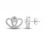 Two as One Diamond Heart Stud Earrings 1/5 ct tw Round-Cut Sterling Silver