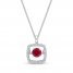 Unstoppable Love Ruby Necklace 1/10 ct tw Diamonds Sterling Silver 19"