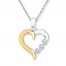 Heart Necklace 1/6 ct tw Diamonds 10K Two-Tone Gold