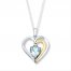 Heart Necklace Aquamarine Sterling Silver/10K Gold