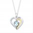 Heart Necklace Aquamarine Sterling Silver/10K Gold