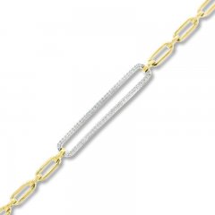 Diamond Paperclip Bracelet 1/3 ct tw 10K Yellow Gold 7.25"