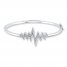 Heartbeat Bangle Bracelet 1/8 ct tw Diamonds Sterling Silver