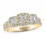 Three-Stone Leo Diamond Engagement Ring 7/8 ct tw Princess/Round 14K Yellow Gold
