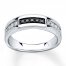 Men's Wedding Band 3/8 ct tw Diamonds 10K White Gold