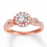 Diamond Engagement Ring 3/4 ct tw Round-cut 14K Rose Gold