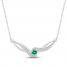 Lab-Created Emerald & White Lab-Created Sapphire Necklace Sterling Silver 18"