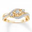 Previously Owned Diamond 3-Stone Ring 1/2 ct tw Round-cut 14K Yellow Gold