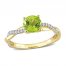 Peridot Engagement Ring 1/6 ct tw Diamonds 14K Yellow Gold