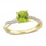 Peridot Engagement Ring 1/6 ct tw Diamonds 14K Yellow Gold