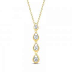 Diamond Teardrop Necklace 3/8 ct tw Round-cut 10K Yellow Gold 18"