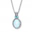 Lab-Created Opal & Sapphire Necklace With Topaz Sterling Silver