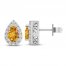 Citrine & White Lab-Created Sapphire Earrings Sterling Silver