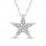 Diamond Star Necklace 1/4 ct tw Round and Baguette-cut 10K White Gold 18"