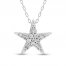 Diamond Star Necklace 1/4 ct tw Round and Baguette-cut 10K White Gold 18"
