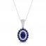 Sapphire & Diamond Necklace 1/15 ct tw 10K White Gold 18"