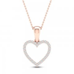 Diamond Heart Necklace 1/10 ct tw Round-Cut 10K Rose Gold 18"