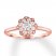 Diamond Floral Engagement Ring 1/2 ct tw Round 10K Rose Gold