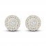Diamond Halo Stud Earrings 1 ct tw Round-Cut 10K Yellow Gold