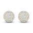 Diamond Halo Stud Earrings 1 ct tw Round-Cut 10K Yellow Gold