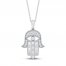 Diamond Hamsa Necklace 1/3 ct tw 10K White Gold 18"