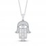 Diamond Hamsa Necklace 1/3 ct tw 10K White Gold 18"