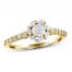 Adrianna Papell Diamond Engagement Ring 5/8 ct tw Round/Marquise 14K Yellow Gold