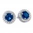 Blue & White Lab-Created Sapphire Earrings Sterling Silver